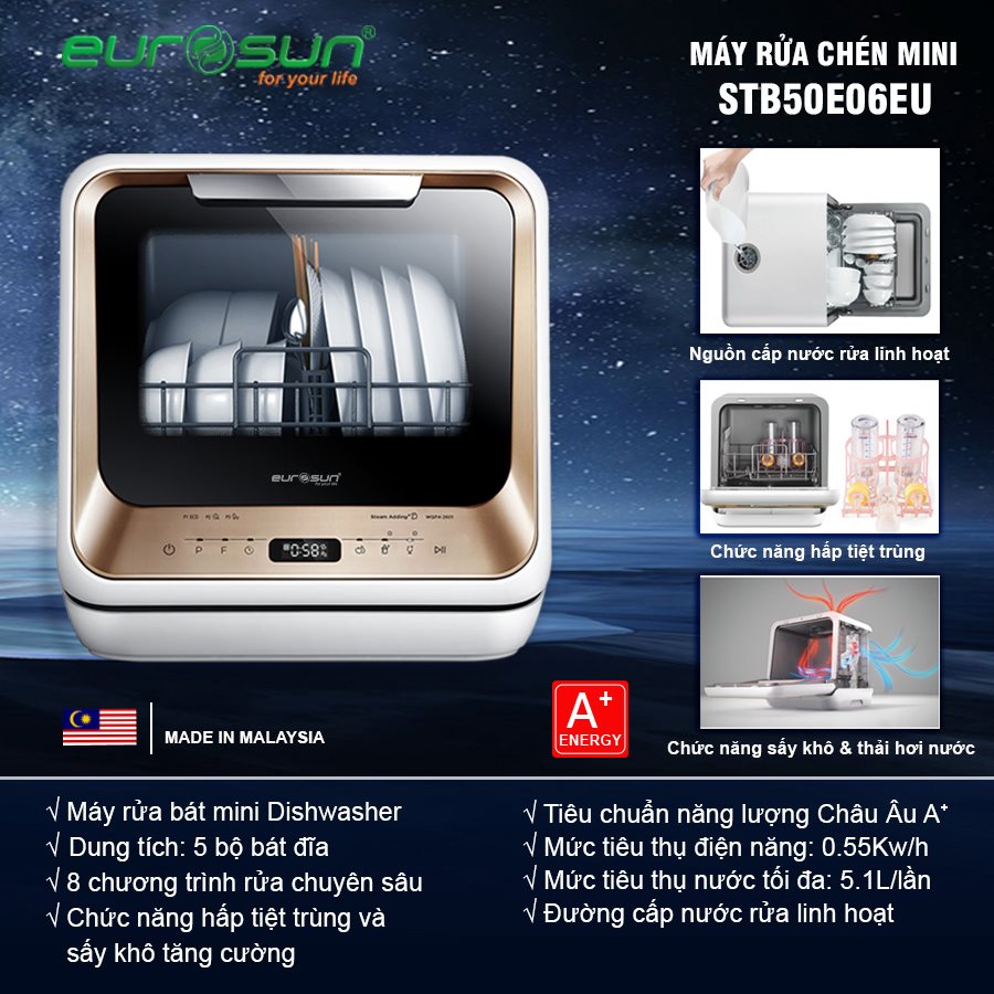 Máy Rửa Chén Eurosun STB50E06EU 5 Bộ