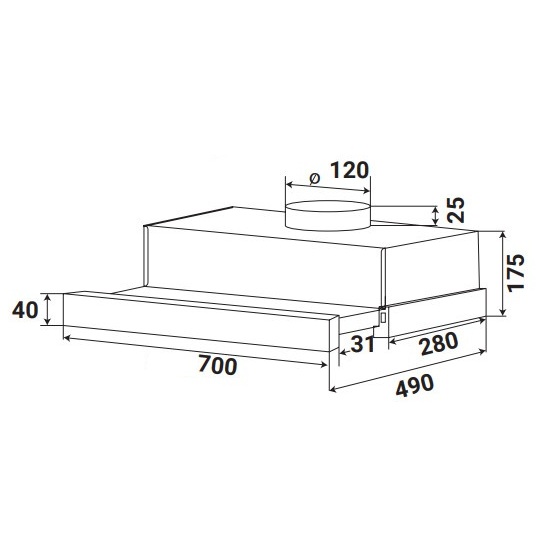 Máy Hút Mùi Âm Tủ KAFF KF-TL70SB