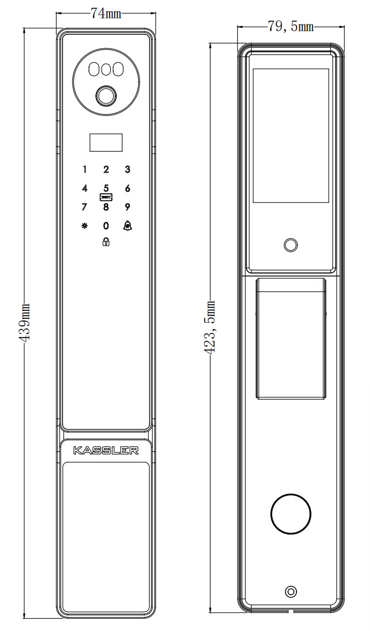 Khóa Điện Tử KASSLER KL-899 PLUS CNC BLACK APP Tuya Remote