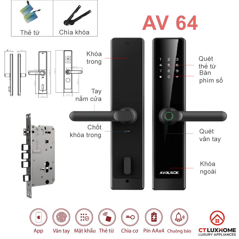Khóa Điện Tử  AVOLOCK AV-64 Rose Gold