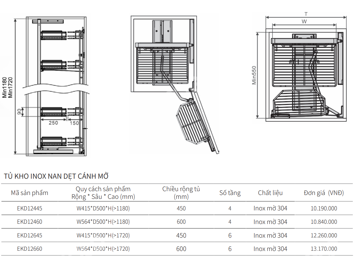 Tủ kho cánh mở nan dẹt EUROGOLD EKD12645 | EKD12660