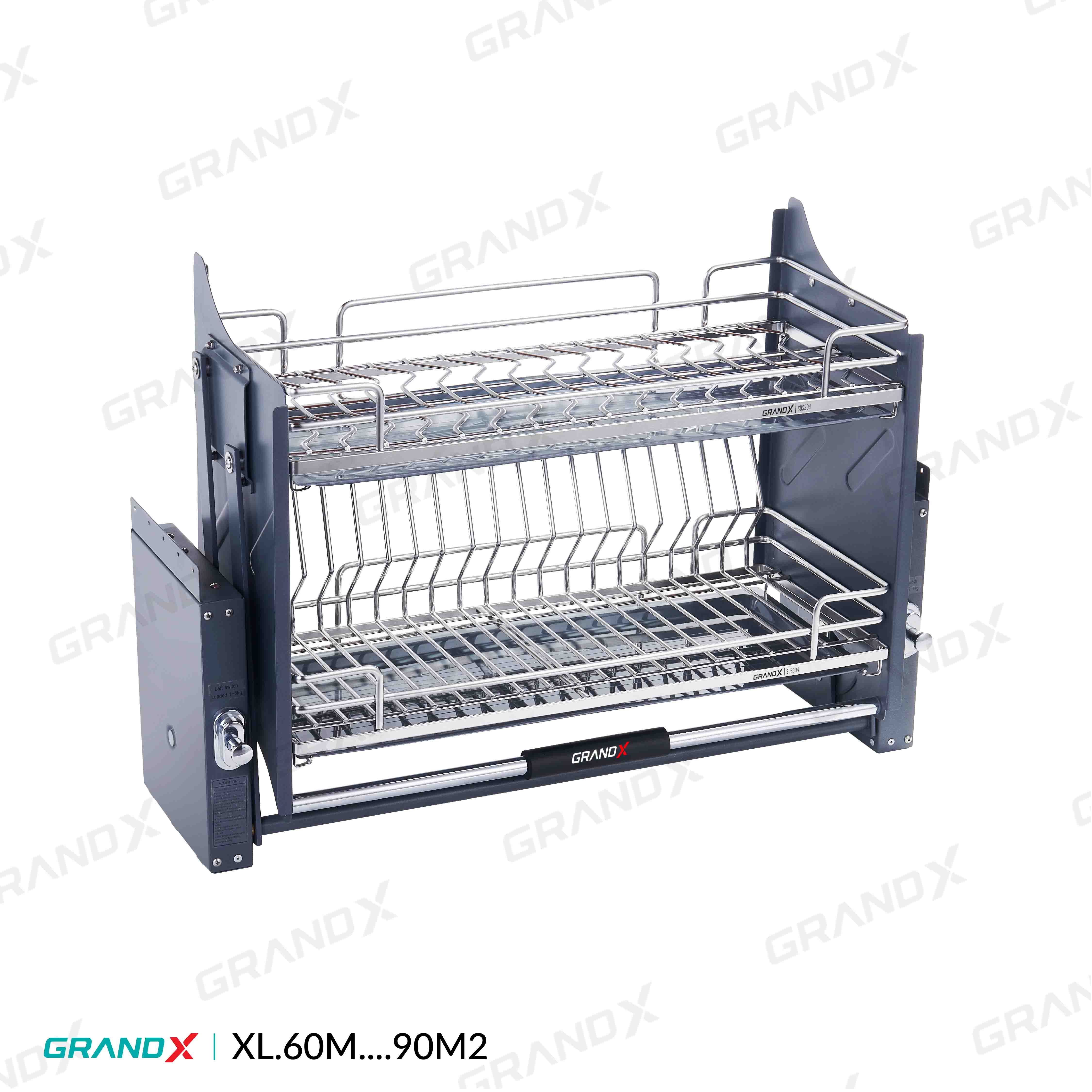 Giá Bát Đĩa Nâng Hạ Nan Oval SUS304 GrandX XL.70M2