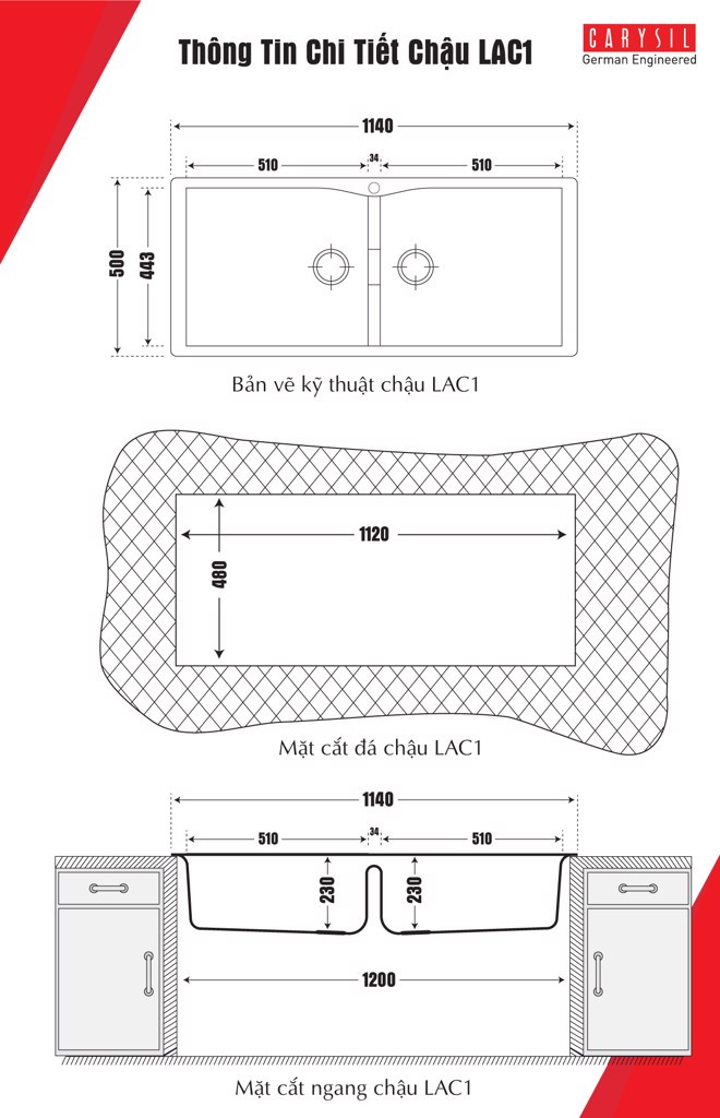 Chậu rửa Carysil LAC1-03/Nera