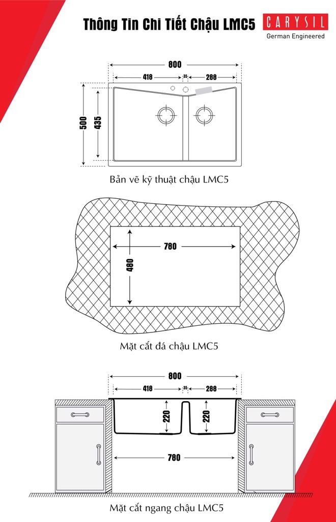 Chậu rửa Carysil LMC5-02/Snova