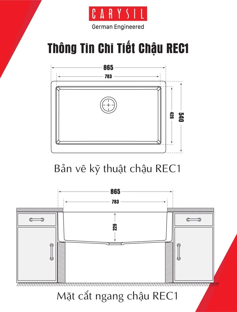 Chậu rửa Carysil REC1-03/Nera