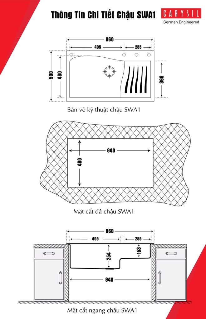 Chậu rửa Carysil SWA1-18/Champagne