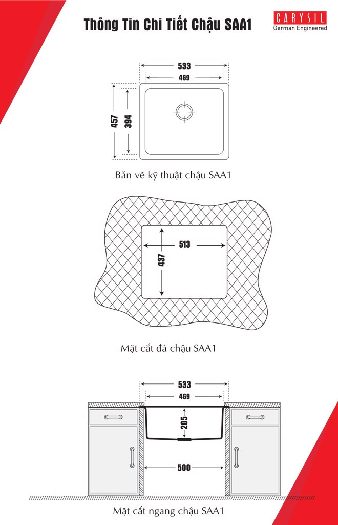 chậu rửa Carysil SAA1-04/Montana