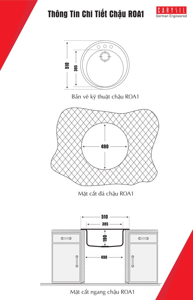 Chậu rửa Carysil R0A1-03/Nera