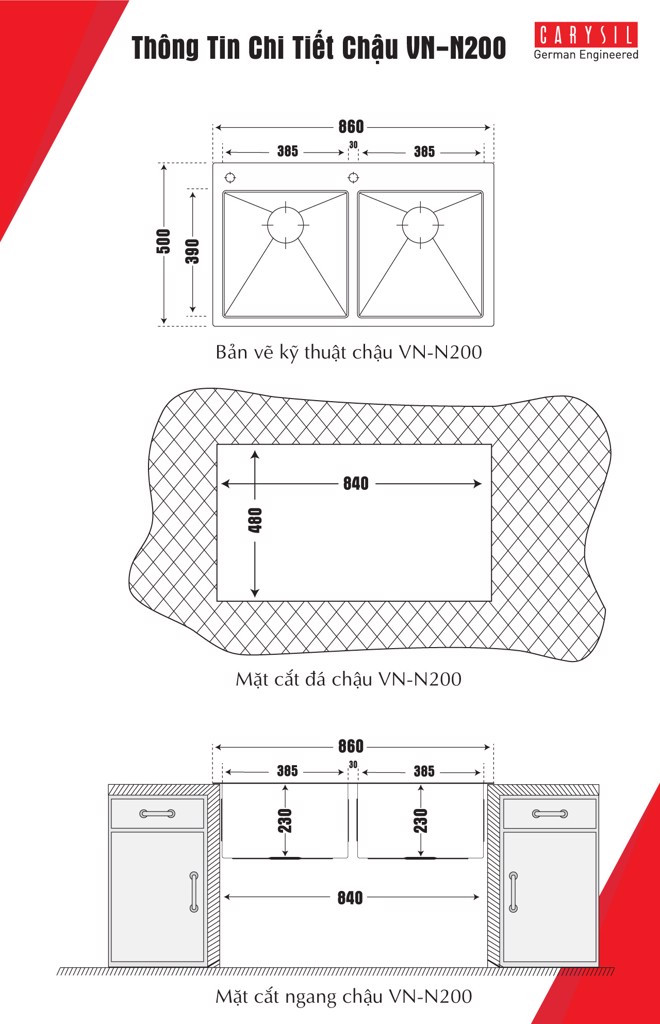 Chậu rửa Carysil VN-N200