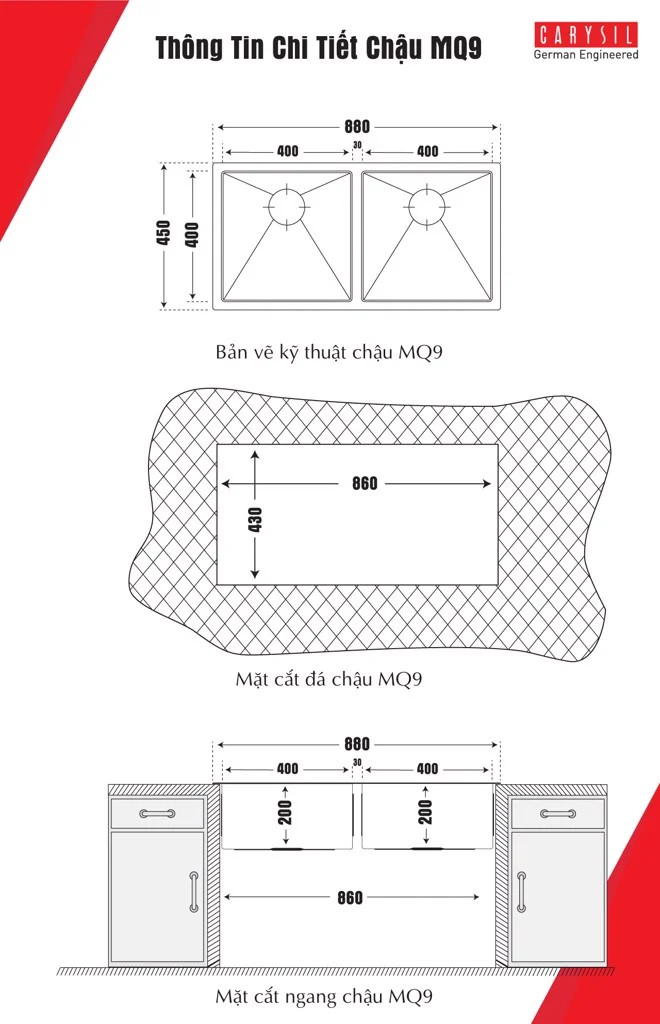 Chậu rửa Carysil IC-MQ9