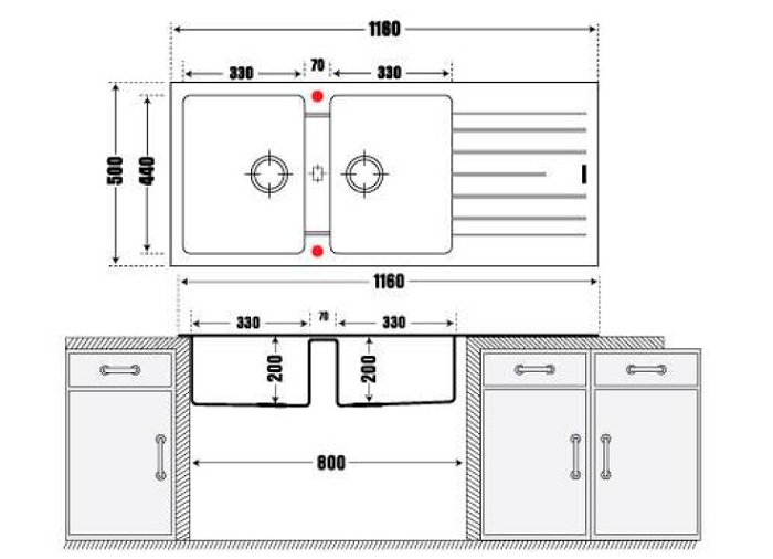 Chậu rửa PONA TOE2-D200/Bianca