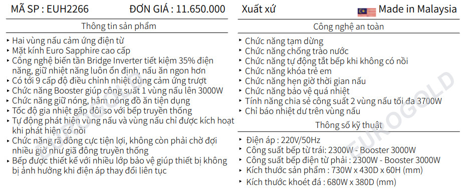 Bếp Từ Eurogold EUH2266