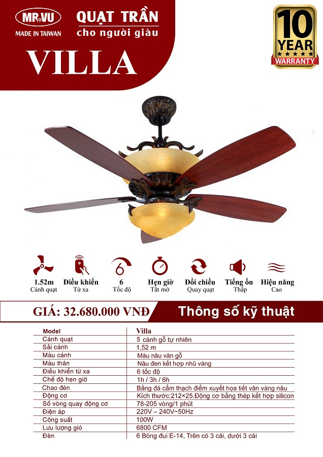 QUẠT TRẦN CHO NGƯỜI GIÀU MR.VŨ VILLA