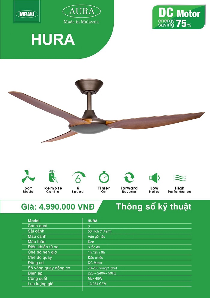 QUẠT TRẦN TRANG TRÍ MR.VŨ HURA WN
