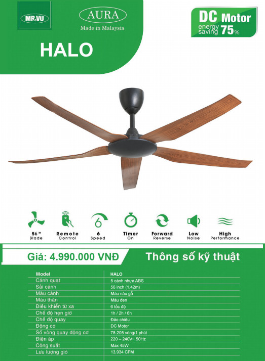 QUẠT TRẦN TRANG TRÍ MR.VŨ HALO
