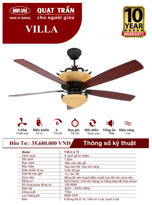 QUẠT TRẦN CHO NGƯỜI GIÀU MR.VŨ VILLA 72