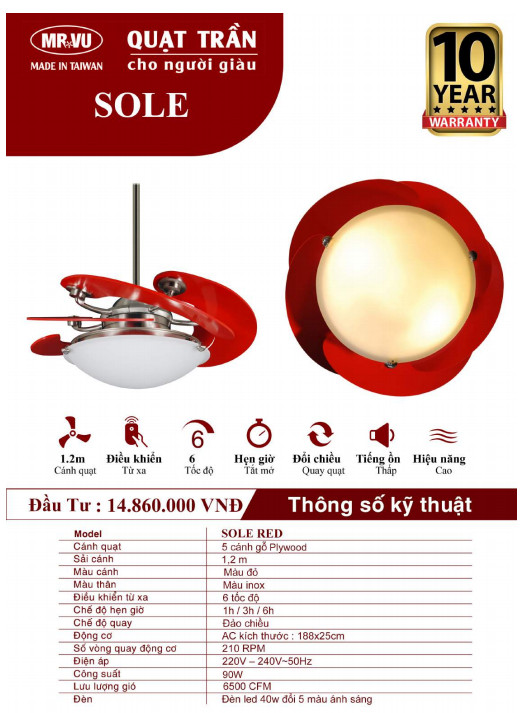 QUẠT TRẦN CHO NGƯỜI GIÀU MR.VŨ SOLE RED