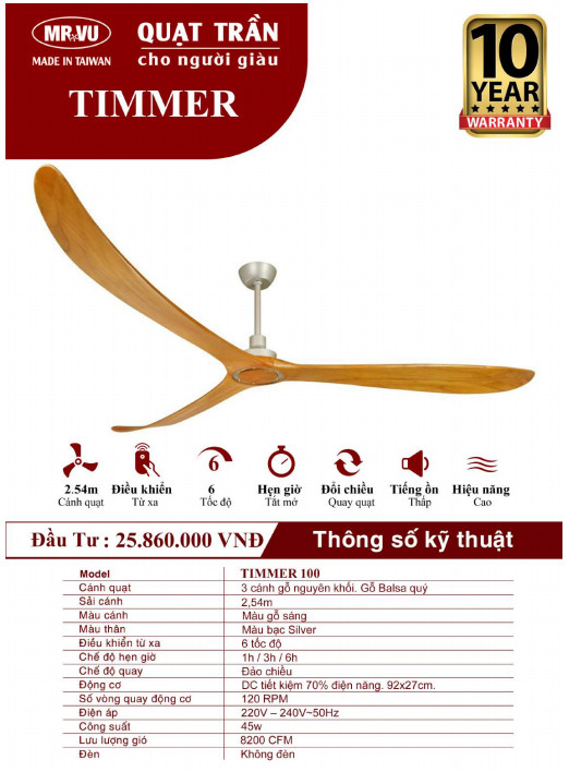 QUẠT TRẦN CHO NGƯỜI GIÀU MR.VŨ TIMMER 100