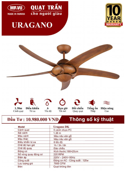 QUẠT TRẦN CHO NGƯỜI GIÀU MR.VŨ URAGANO DK
