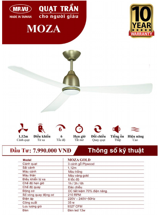 QUẠT TRẦN CHO NGƯỜI GIÀU MR.VŨ MOZA GOLD