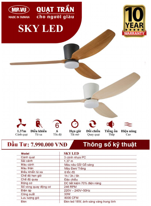 QUẠT TRẦN CHO NGƯỜI GIÀU MR.VŨ SKY LED