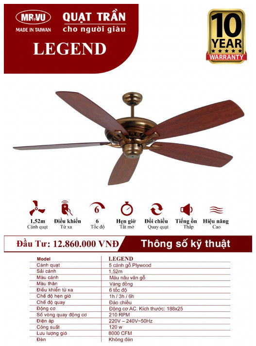 QUẠT TRẦN CHO NGƯỜI GIÀU MR.VŨ LEGEND KHÔNG ĐÈN