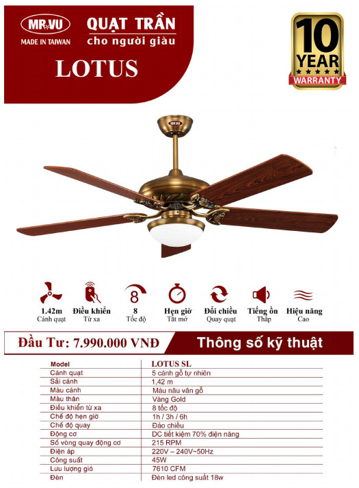 QUẠT TRẦN CHO NGƯỜI GIÀU MR.VŨ LOTUS SL
