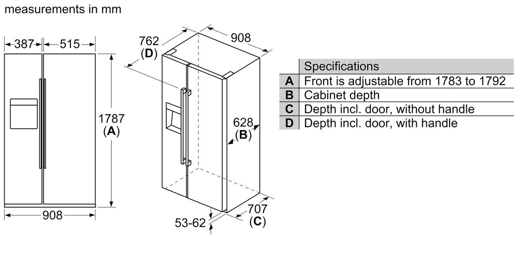 Tủ lạnh side by side BOSCH KAI93AIEP | Series 6