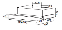 Máy Hút Mùi Âm Tủ KAFF KF-TL1006B