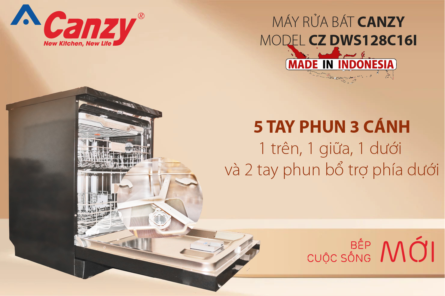 Máy Rửa Bát Canzy CZ-DWS128C16I