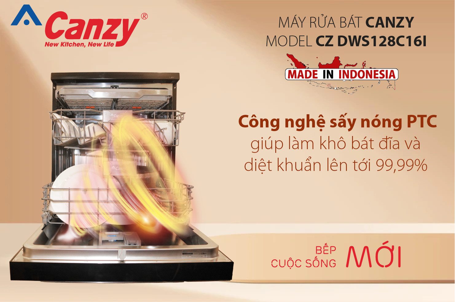 Máy Rửa Bát Canzy CZ-DWS128C16I