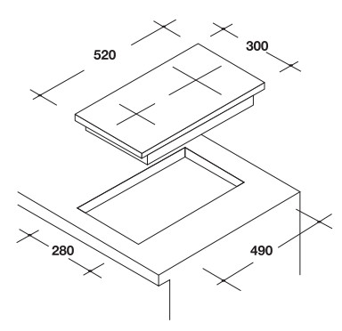 Bếp từ domino 2 vùng nấu Rosieres MI1301