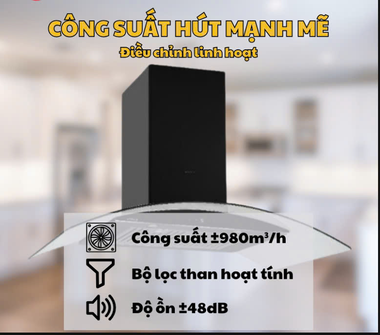 Máy hút mùi kính cong 70cm GrandX GX H70C55B
