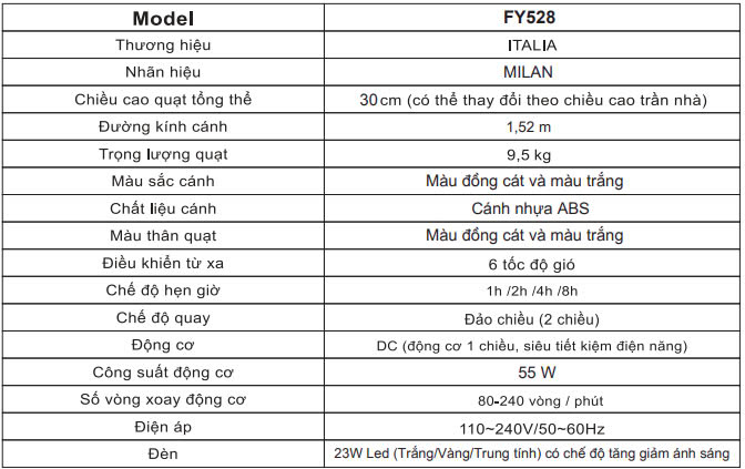 Quạt Trần FENGYE FY528