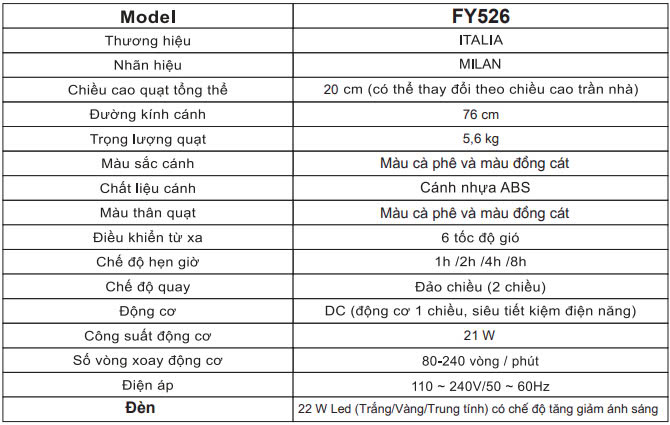 Quạt Trần FENGYE FY526