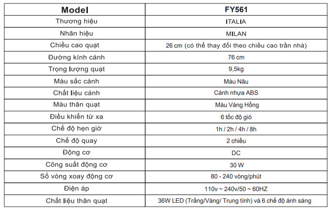 Quạt Trần FENGYE FY561