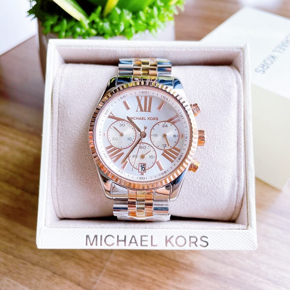 MICHAEL KORS Chronograph Silver Dial Rosegold Stainless Steel Watch MK   Heavni Brand Global