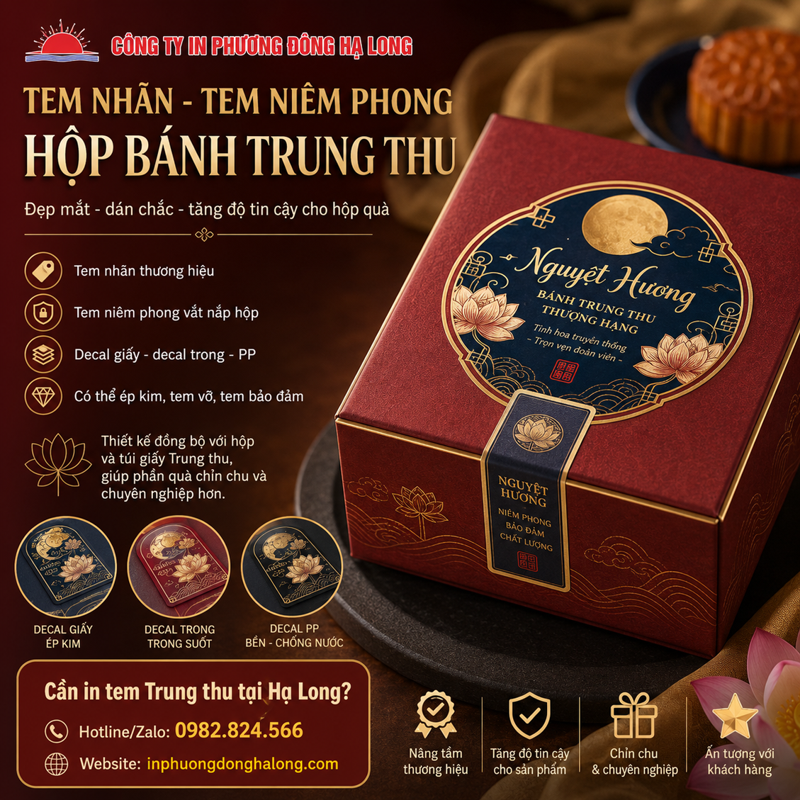 Tem nhãn, tem niêm phong hộp bánh và quà Trung thu tại Hạ Long