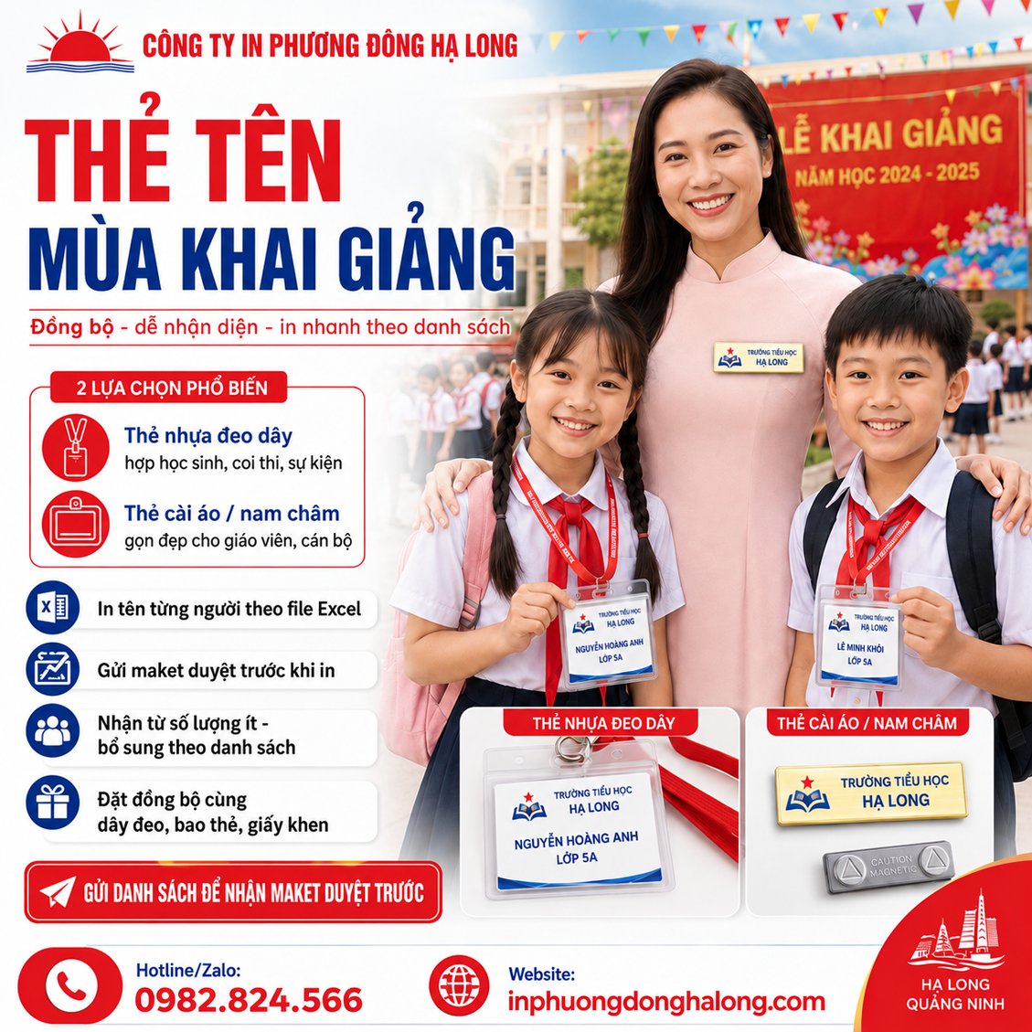 Làm thẻ tên cho giáo viên, học sinh mùa khai giảng: chọn thẻ đeo dây hay thẻ cài áo?