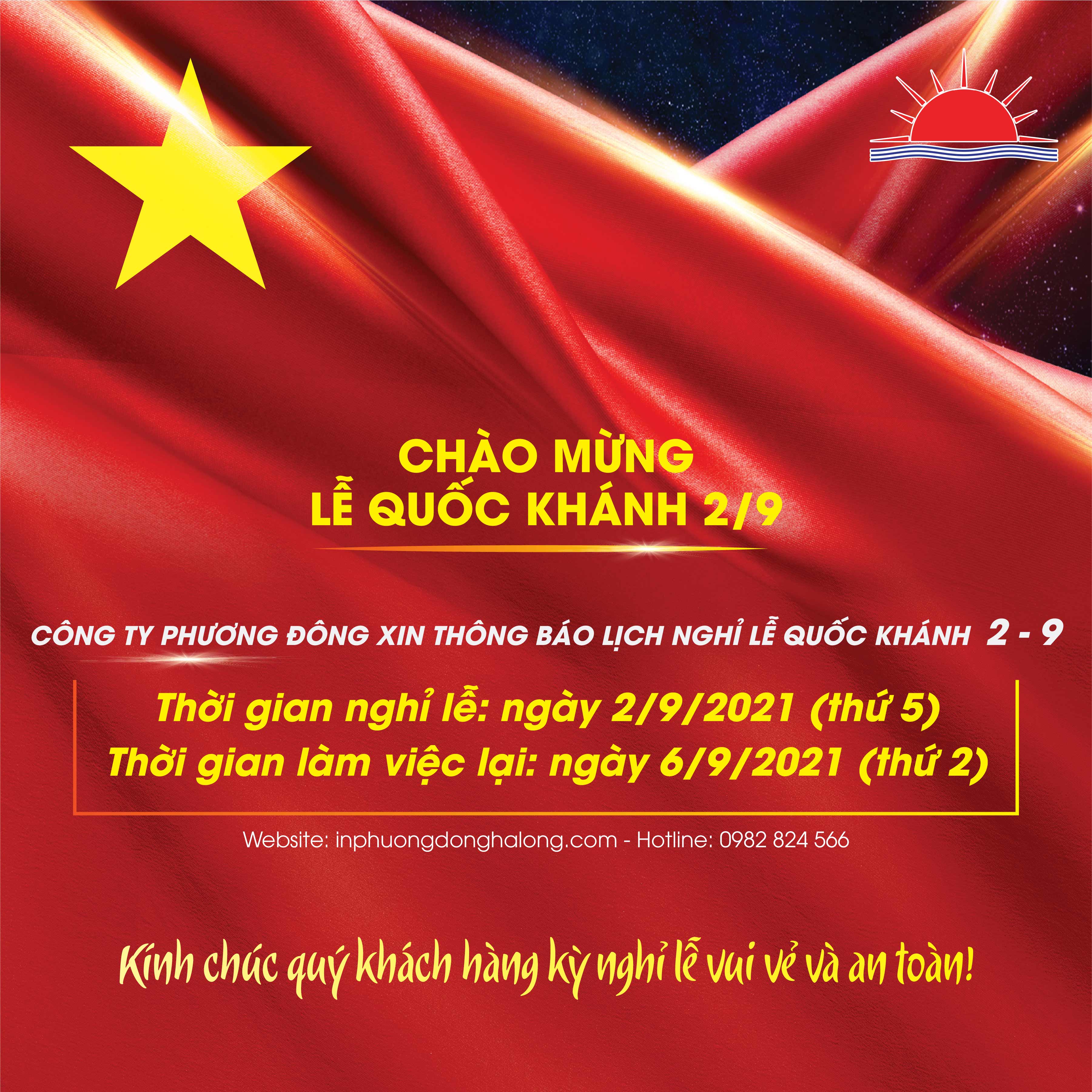 Thông báo lịch nghỉ lễ Quốc Khánh 2-9