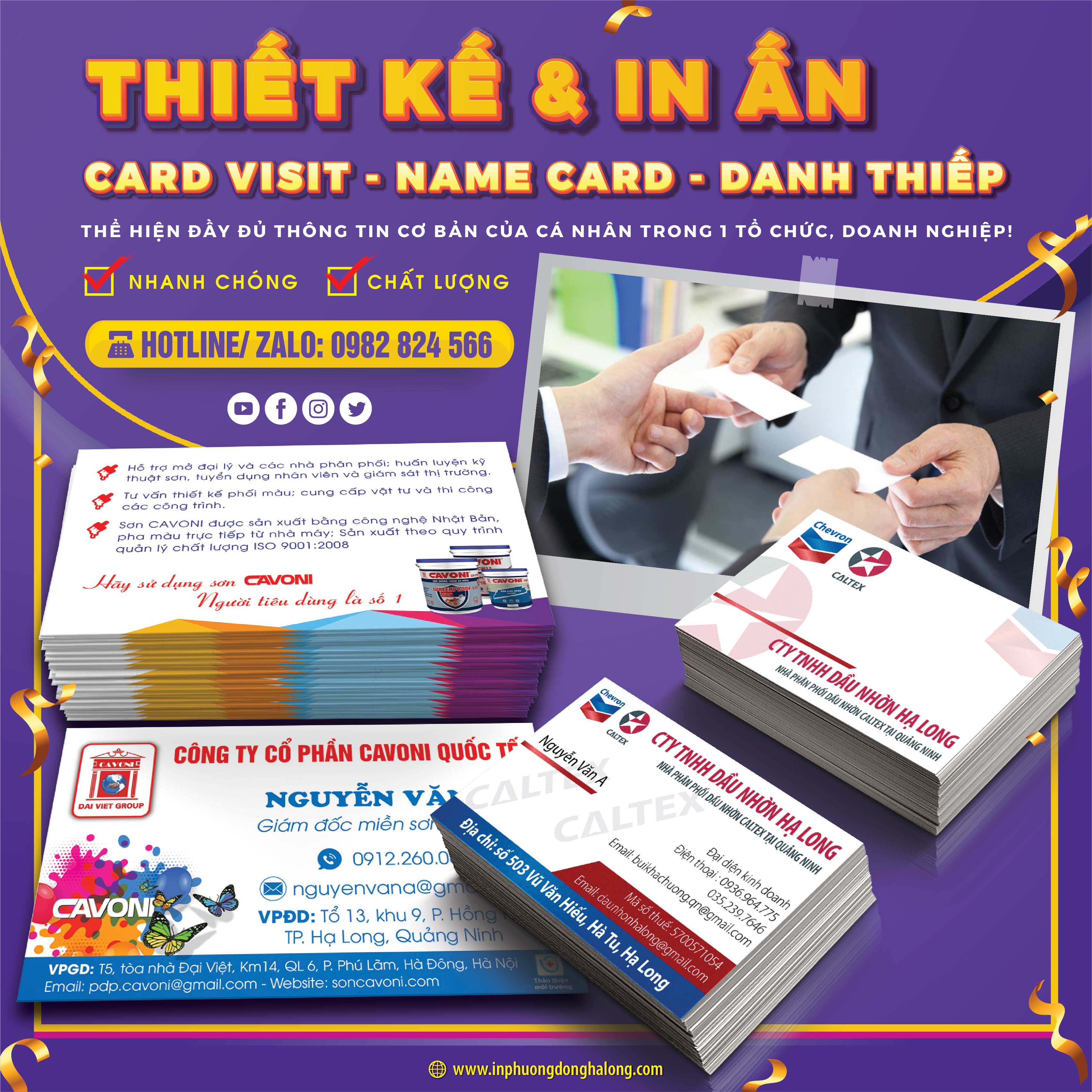 In card visit, name card, danh thiếp theo ngành nghề