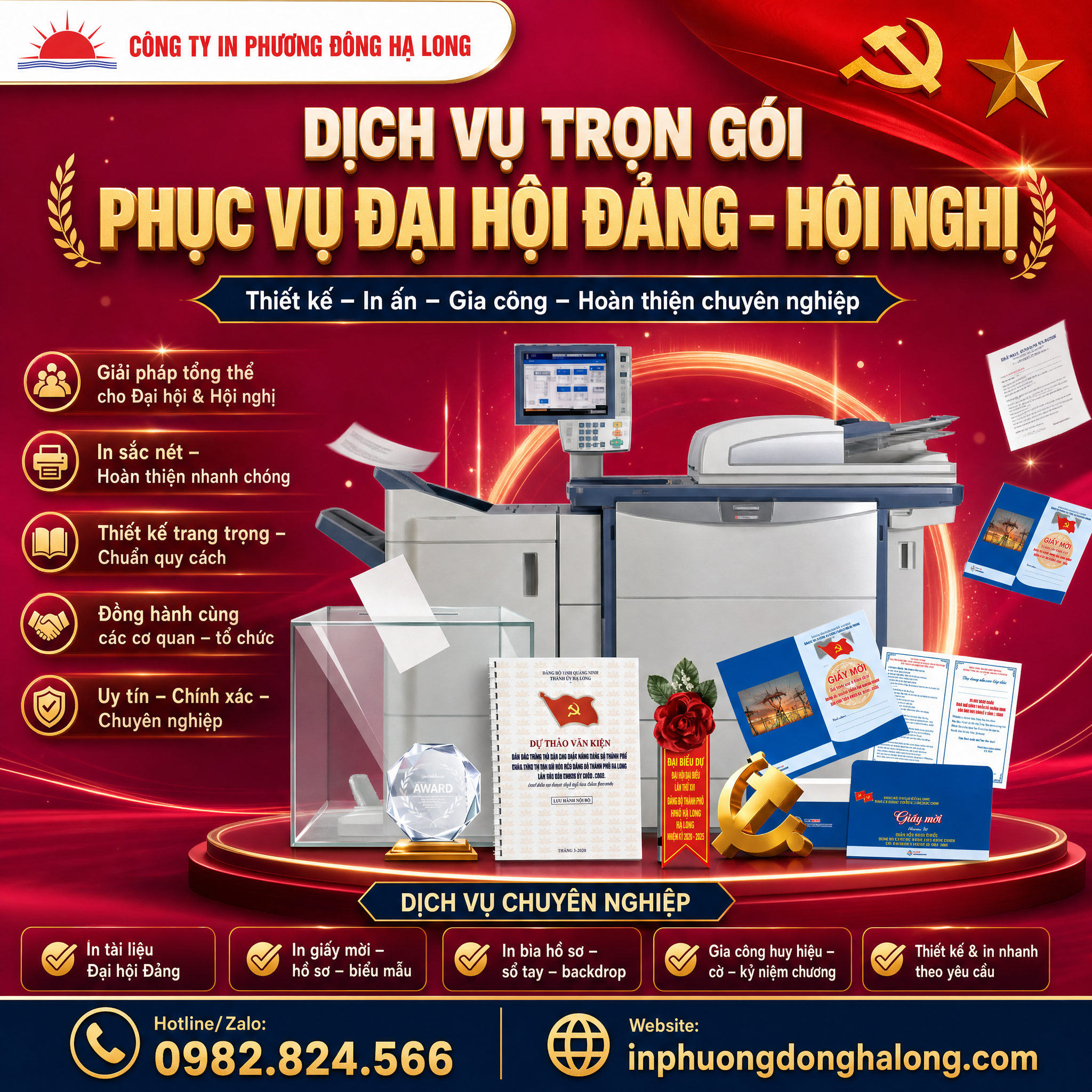Dịch vụ trọn gói phục vụ Đại hội Đảng các cấp, hội nghị