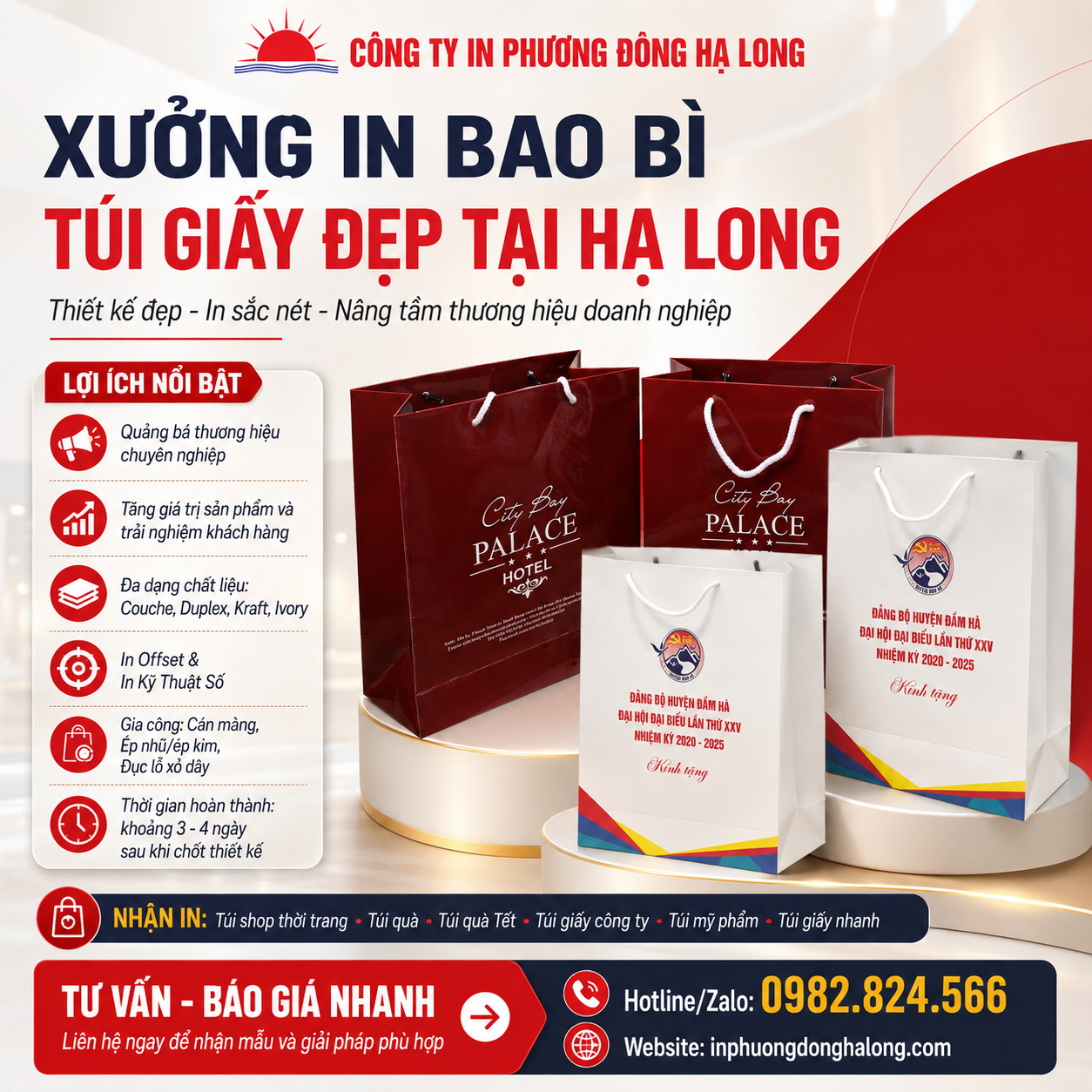 Xưởng in bao bì túi giấy đẹp tại Hạ Long