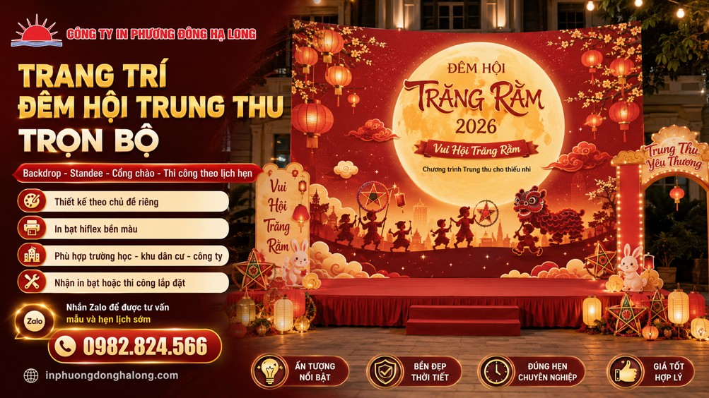 Backdrop đêm hội Trung thu in bạt hiflex tại Hạ Long