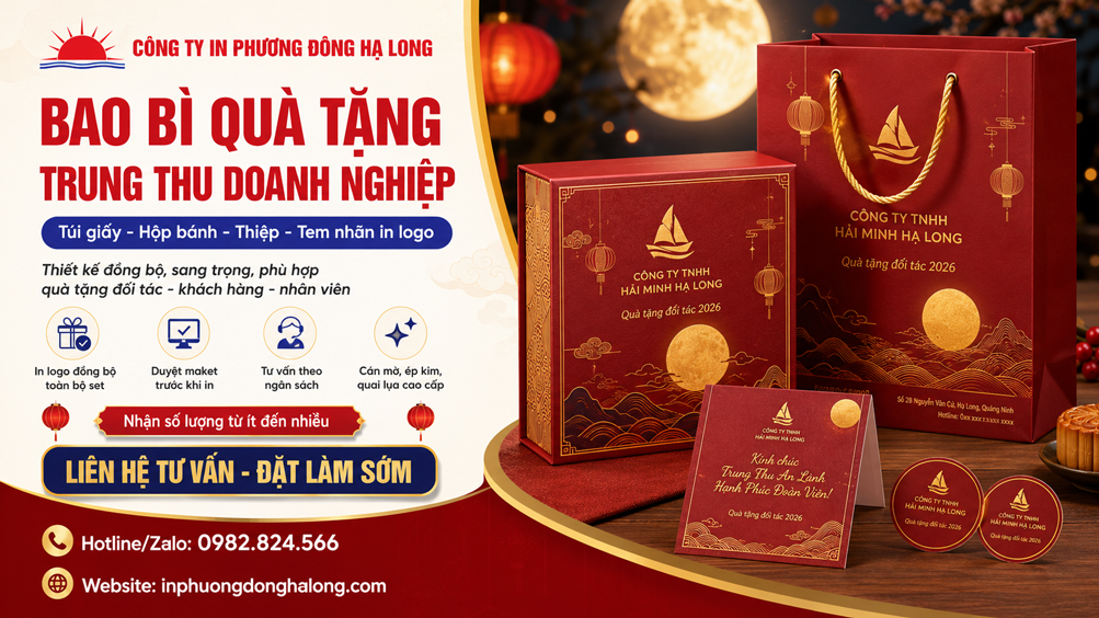 Bộ quà Trung thu doanh nghiệp đồng bộ in logo tại Hạ Long