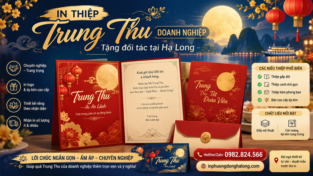 mẫu thiệp Trung thu doanh nghiệp in tại Hạ Long