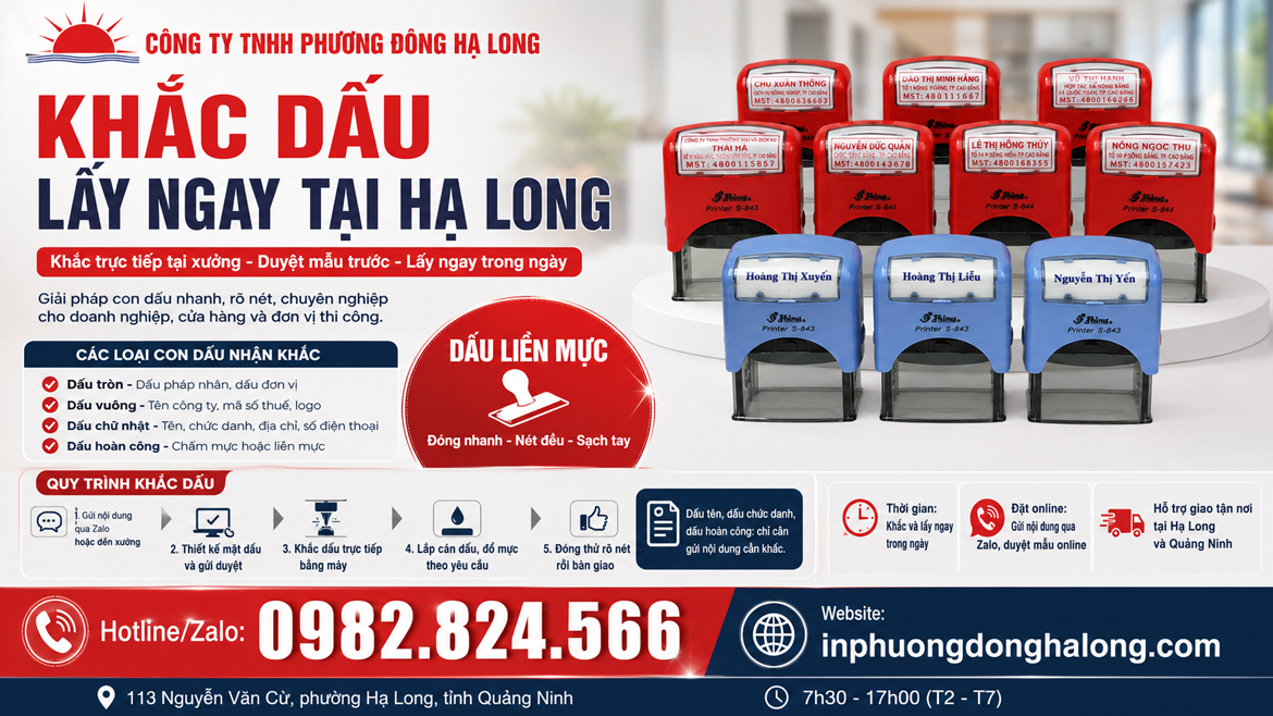 Mẫu con dấu khắc laser sắc nét tại Quảng Ninh