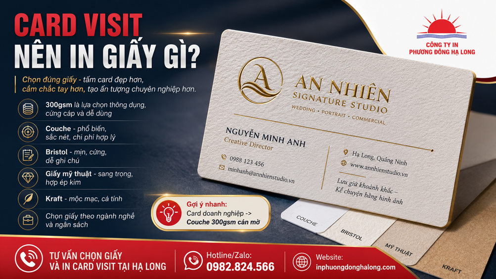 Card visit giấy mỹ thuật ép kim sang trọng cao cấp