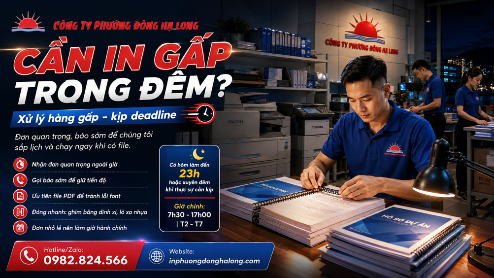 Đóng quyển tài liệu gấp buổi tối tại Hạ Long