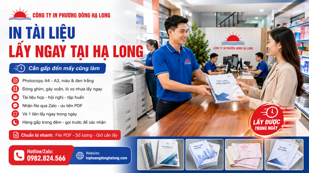 Giao tài liệu in nhanh cho khách tại Hạ Long